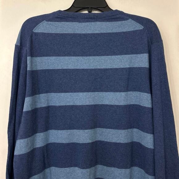 Crown & Ivy NWT Cotton Cashmere Blend Blue Rugby Striped Lightweight Sweater XL - Picture 8 of 14
